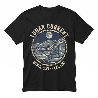 Gothic Sea Turtle Moon Ocean Lightning Dark Marine Animal Halloween Gift for Men Women Unisex TShirt