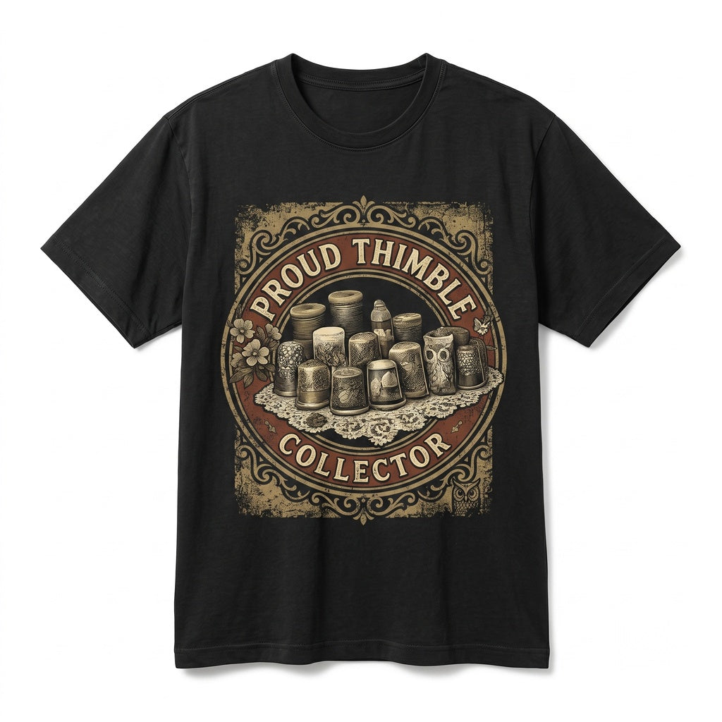 Vintage Thimble Collector Sewing Lover Whimsical Needlecraft Design Unisex TShirt