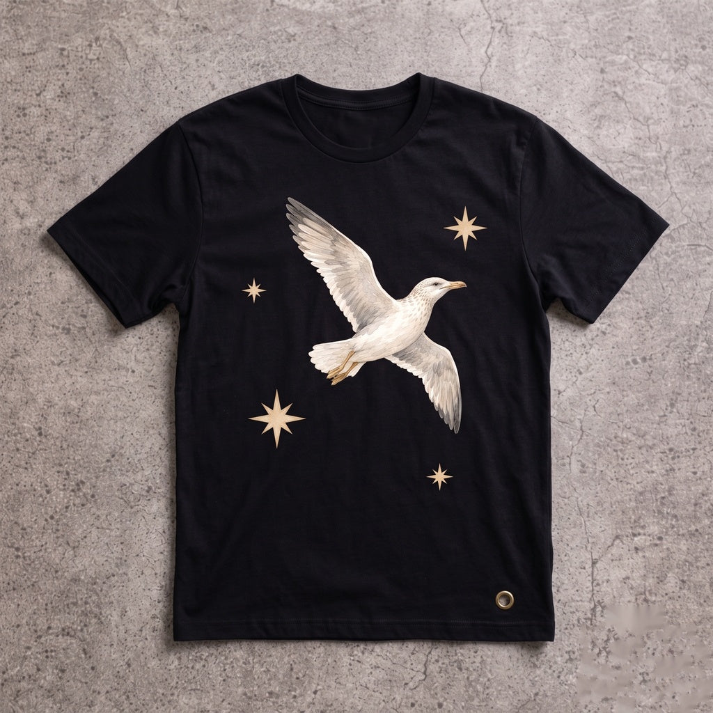 Vintage Seagull Coastal Bird Graphic Top Retro Cute Seaside Aesthetic Beach Lover Gift Artistic Y2K Unisex TShirt