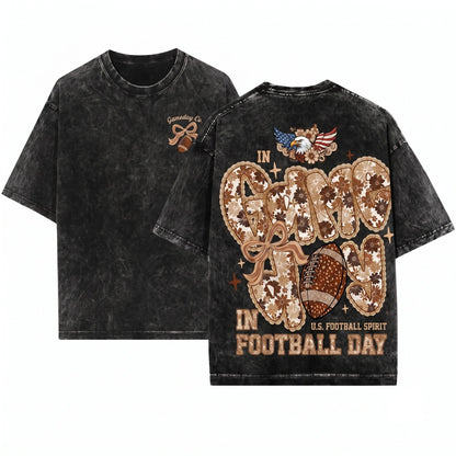 Lacey Vintage Preppy Floral Football Game Day Touchdown Season Doodles Unisex Wash T-Shirt