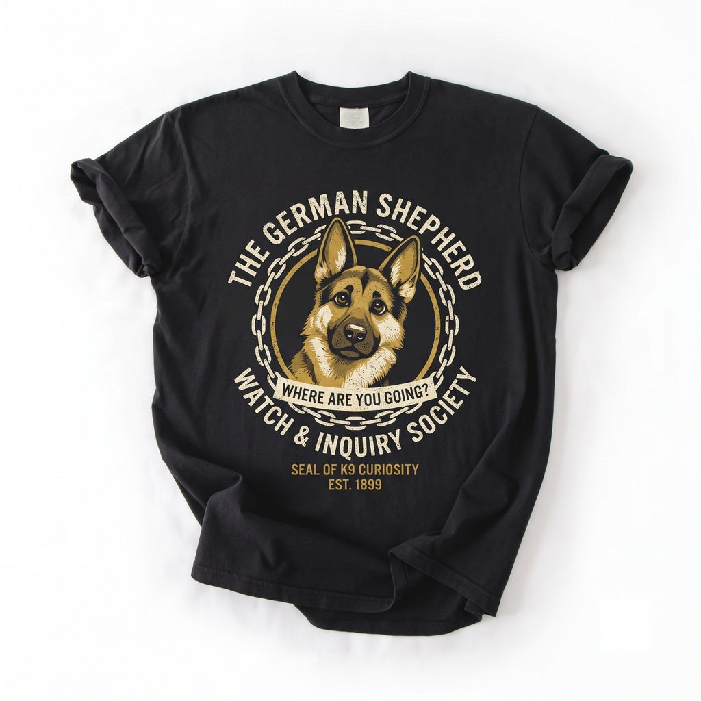 Funny German Shepherd Where Are You Going Dog Lover Peeking Pet Humor Graphic Unisex TShirt