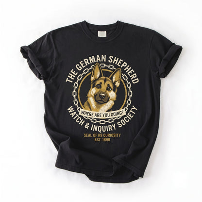 Funny German Shepherd Where Are You Going Dog Lover Peeking Pet Humor Graphic Unisex TShirt