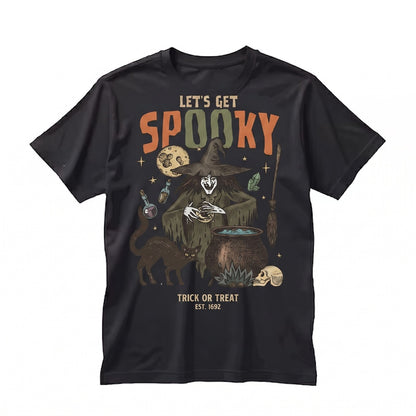 Lets Get Spooky Vintage Witch Halloween Retro Graphic Fall Apparel Unisex TShirt