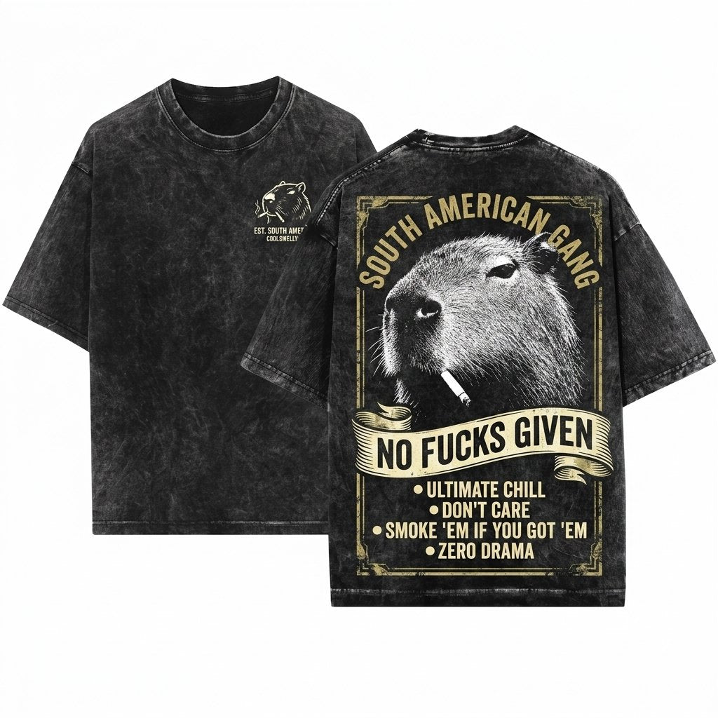 Capybara Smoking Vintage Funny Lover Gift Smoker Cigarette Animal Unisex Wash T-Shirt