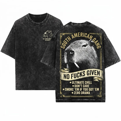 Capybara Smoking Vintage Funny Lover Gift Smoker Cigarette Animal Unisex Wash T-Shirt