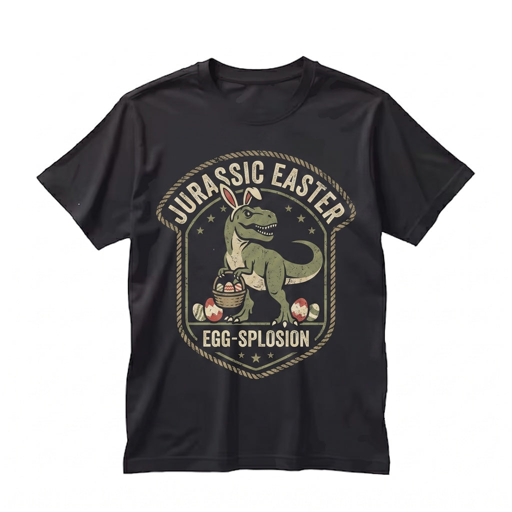Funny T-Rex Dinosaur Easter Bunny Egg Hunt Women Mens Graphic Spring Holiday Gift Unisex TShirt