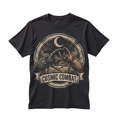 Three Rhinoceros Beetle Retro Bug Moon Graphic Vintage Oversized Insect Entomology Nature Lover Gift Unisex TShirt