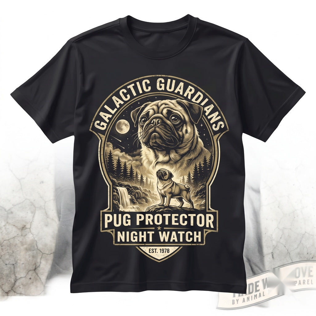 Vintage Pug Howling at Full Moon Retro 90s Graphic Funny Dog Mom Gift Apparel Unisex TShirt