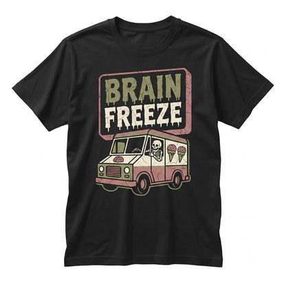 Funny Brain Freeze Ice Cream Truck Graphic Summerween Halloween Spooky Beachwear Unisex TShirt