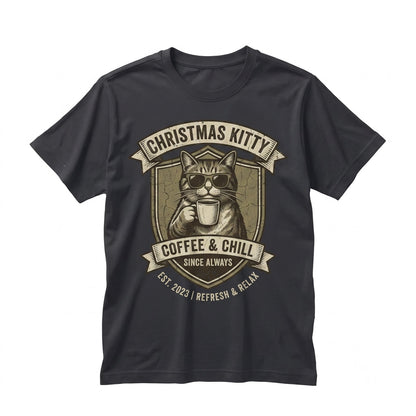 Chill Cat Ugly Christmas Sweater Meme Funny Ironic Brainrot Y2K Joke Weird Graphic Unisex TShirt