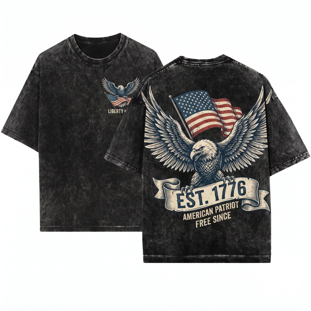 250th Anniversary Patriotic America Freedom Vintage Bald Eagle Graphic USA Gift Unisex Wash T-Shirt