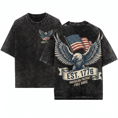 250th Anniversary Patriotic America Freedom Vintage Bald Eagle Graphic USA Gift Unisex Wash T-Shirt