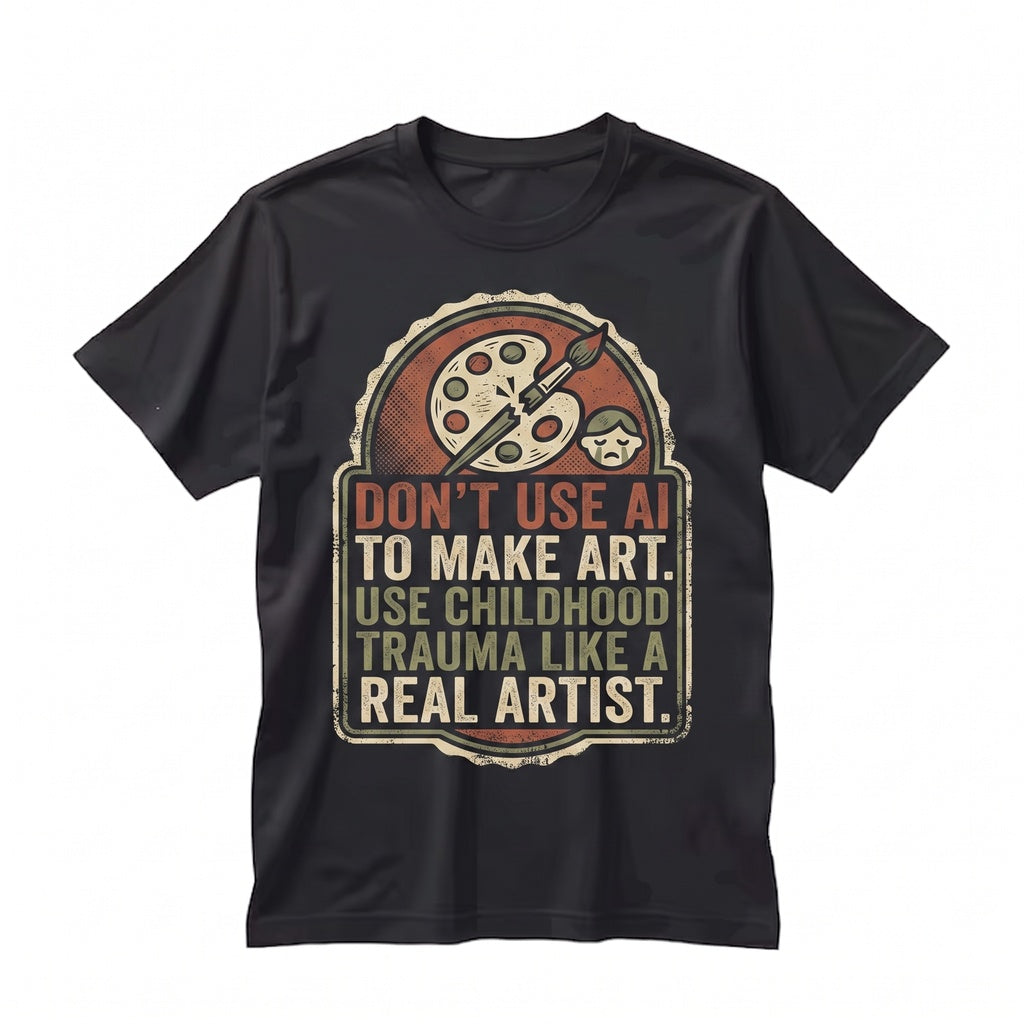 Childhood Trauma Anti AI Drawing Sarcastic Artist Humor Graphic Unisex TShirt