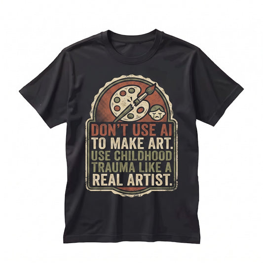 Childhood Trauma Anti AI Drawing Sarcastic Artist Humor Graphic Unisex TShirt