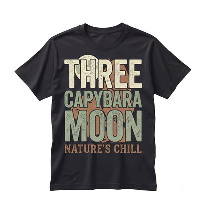Vintage Capybara Full Moon 90s Retro Aesthetic Nature Wildlife Graphic Cozy Apparel Gift Unisex TShirt