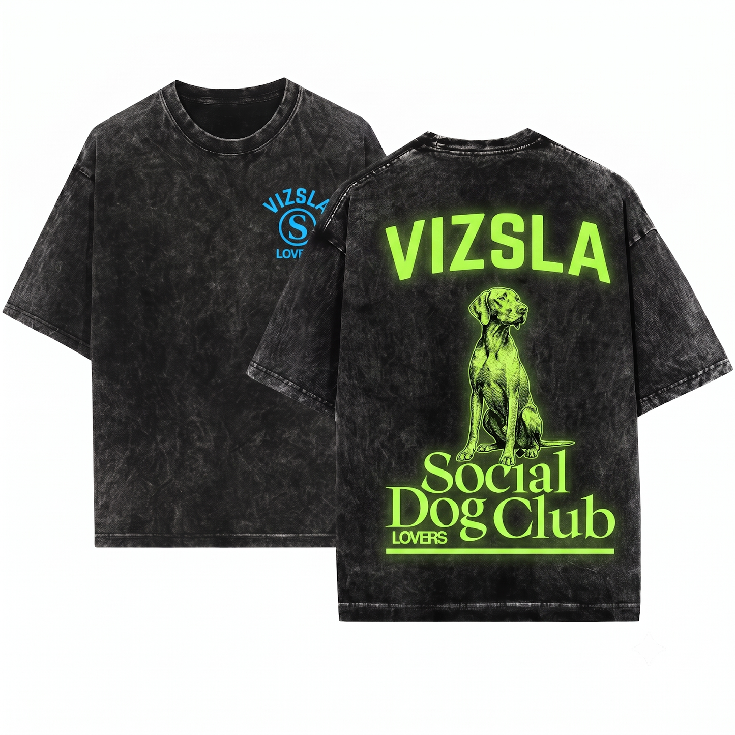 Vintage Vizsla Social Dog Club Tee Retro Weimaraner Breed Lover Gift Cute Dog Mom Dad Graphic Unisex Heavyweight Garment-Dyed T-Shirt