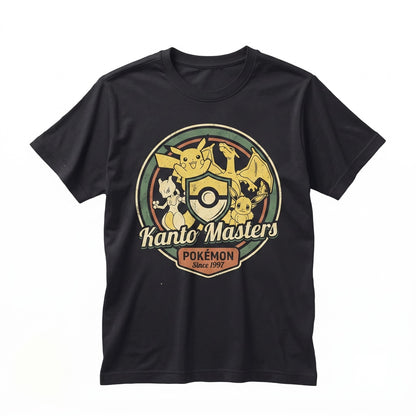 Personalized Retro Anime Pocket Monster Graphic Top, Japanese Manga Friends Birthday Family Cotton Apparel - Unisex TShirt