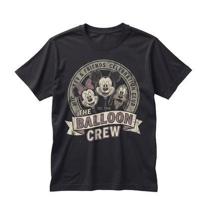 Vintage Magic Mouse Crew Balloon Double Sided Theme Park Family Vacation Matching Graphic Unisex TShirt