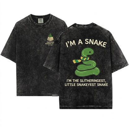 Im A Slithering Little Snakey Snake Embroidered Comfort Colors 1717 Apparel Funny Graphic Cotton Top Unisex Wash T-Shirt