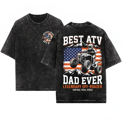 Best ATV Dad Ever American Flag 4 Wheeler Off Road Quad Father Gift Unisex Wash T-Shirt