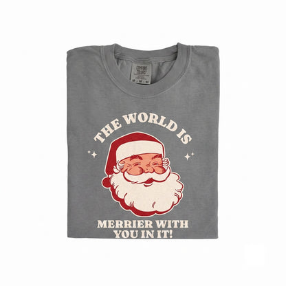 Retro Santa Christmas Mental Health Positivity Self Care Graphic Holiday Festive Unisex TShirt