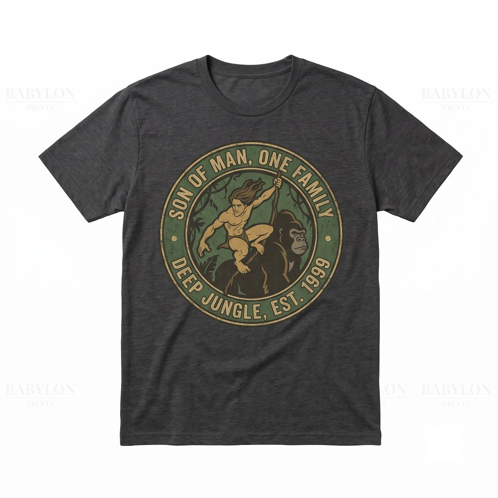 Vintage Jungle Ape Man Jane Family Safari Vacation Animal Kingdom Theme Park Gift Graphic Unisex TShirt