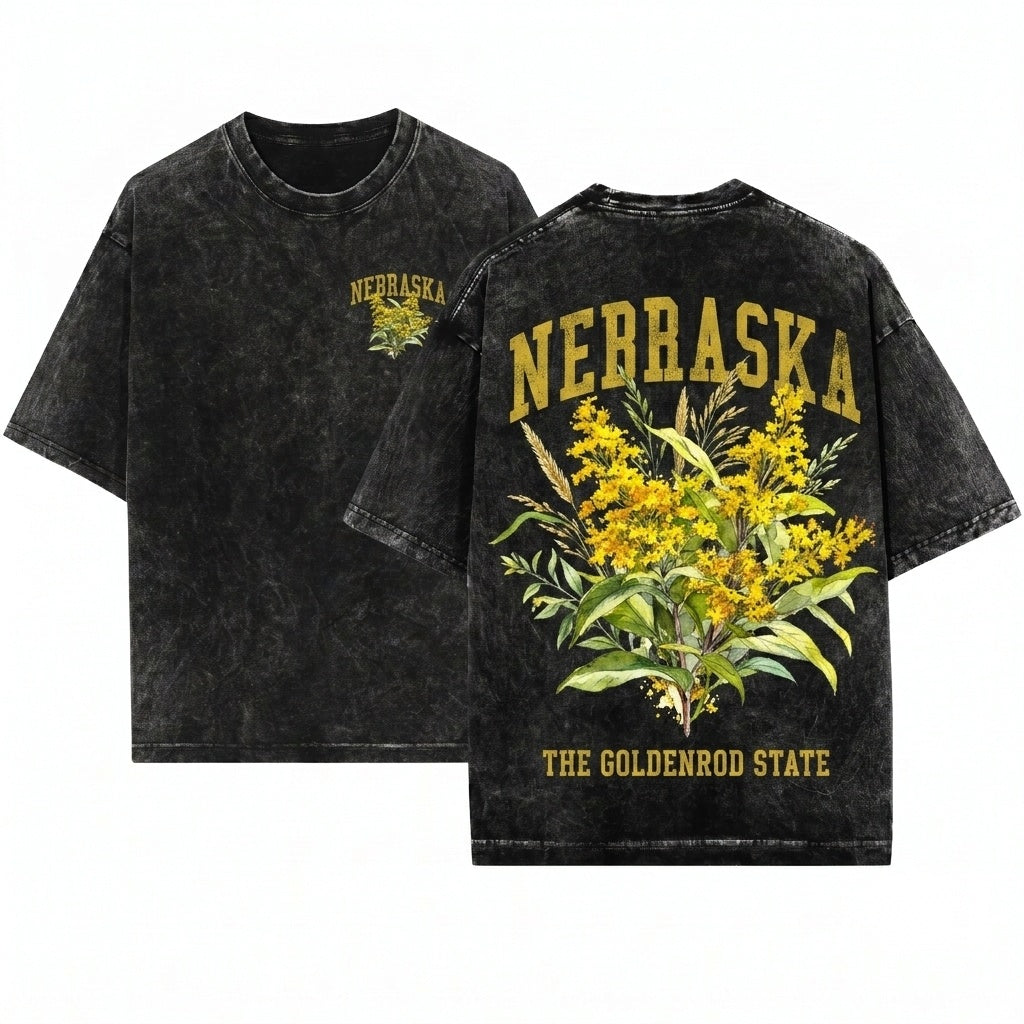 Nebraska State Flower Botanical Gardening Travel Gift Mother Girlfriend Unisex Wash T-Shirt