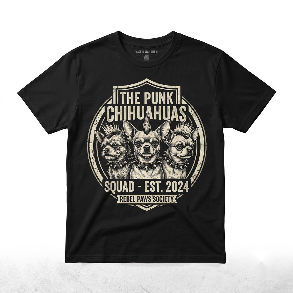 Funny Vintage Punk Dog Pack Graphic Small Breed Mohawk Puppy Gothic Pet Lover Mom Apparel Unisex TShirt