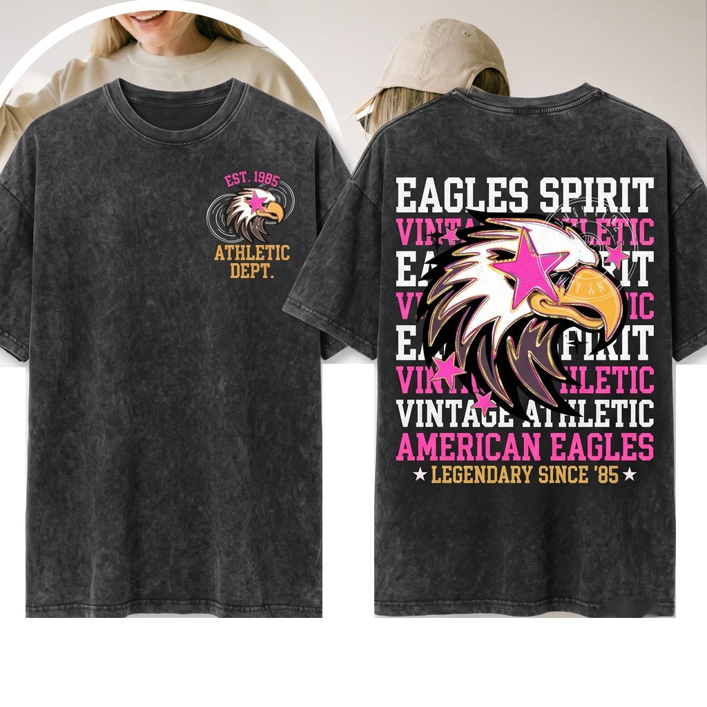 Customized Eagles Team Game Day Cheer Mascot Preppy Personalized School Spirit Sweatshirt Unisex Wash T-Shirt