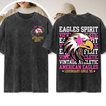 Customized Eagles Team Game Day Cheer Mascot Preppy Personalized School Spirit Sweatshirt Unisex Wash T-Shirt