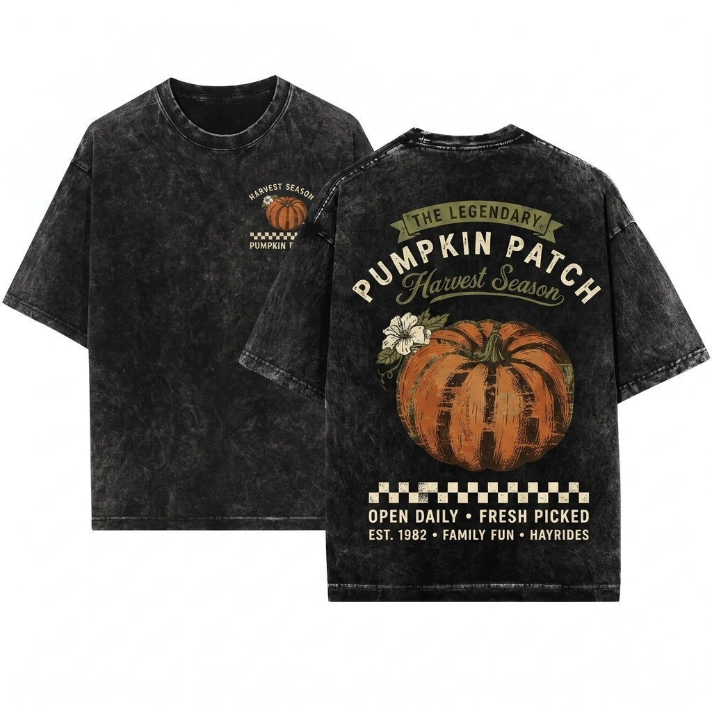 Pumpkin Patch Fall Harvest Season Graphic Unisex Wash T-Shirt