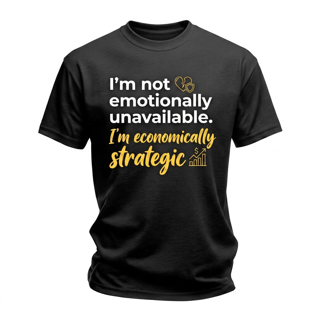 Funny Sarcastic Minimalist Back Print Economically Strategic Quote Graphic Apparel Unisex TShirt