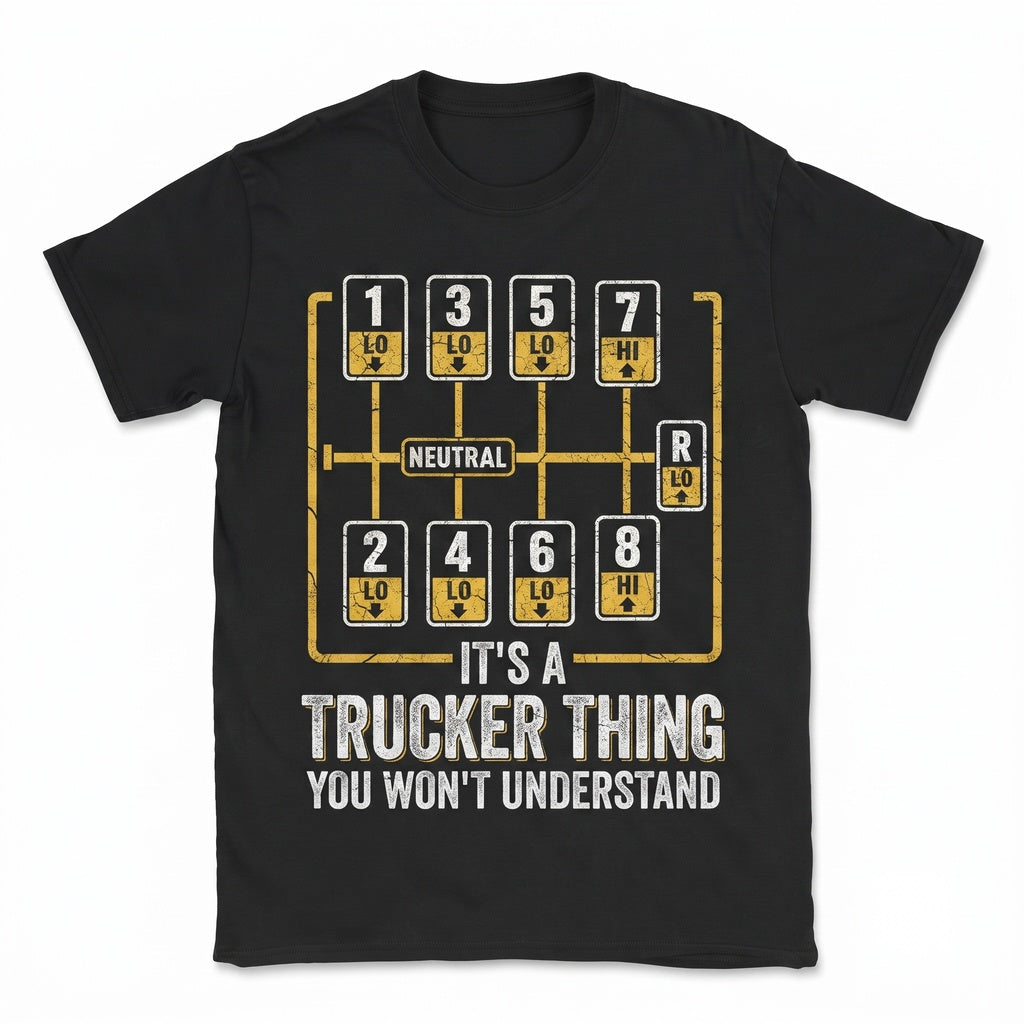 Funny Trucker Gearshift Semi Driver Gift Big Rig Transmission Graphic Outfit for Men Unisex TShirt
