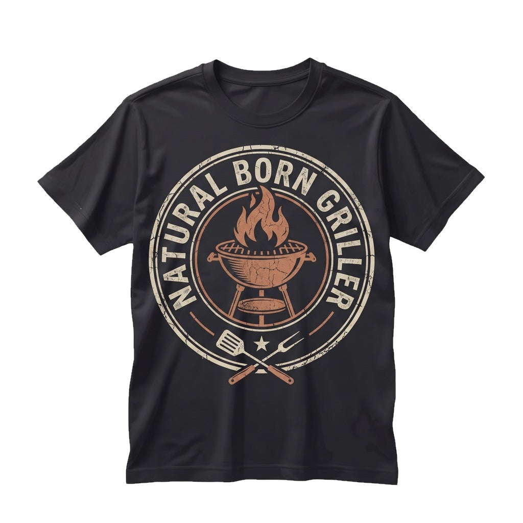 Natural Born Griller Funny Vintage Retro Graphic Barbecue Pitmaster Dad Smoke Meat Chef Unisex TShirt