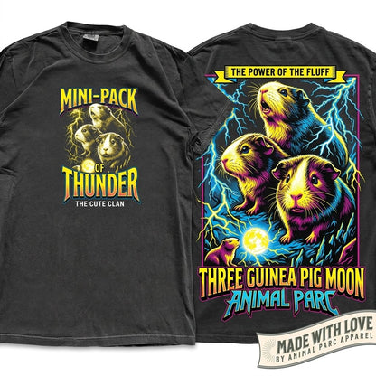 Lightning Guinea Pigs Vintage Dark Graphic 90s Retro Howling Moon Animals Gift Unisex Wash T-Shirt