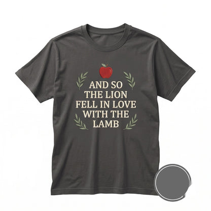And So The Lion Fell in Love With Lamb Embroidered Book Quote Vampire Romance Novel Merch Apparel, Graphic Cotton Unisex TShirt