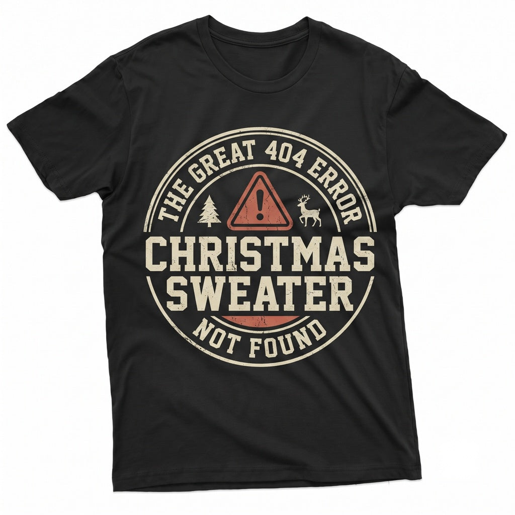 Funny Christmas Error 404 Costume Xmas Ugly Sweater Holiday Party Humor Graphic Top For Men Women Unisex TShirt