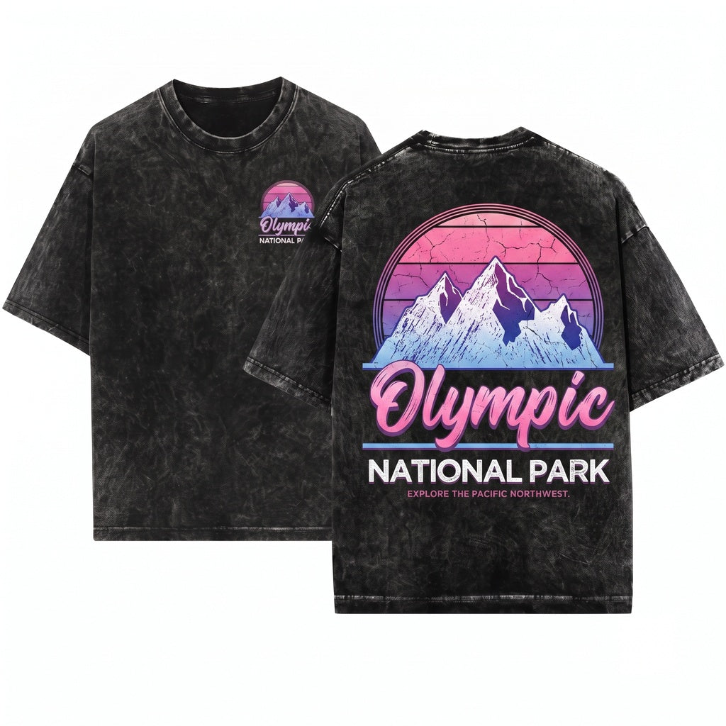 Olympic National Park Vintage Washington Nature Travel Present Sweatshirt Hoodie Tank Top Unisex Wash T-Shirt