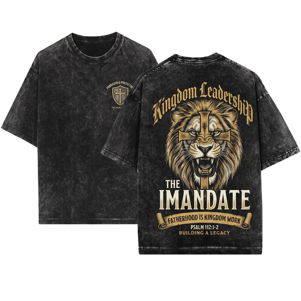 Christian Lion Dad Bible Verse Fathers Day Church Faith Kingdom Work Unisex Wash T-Shirt