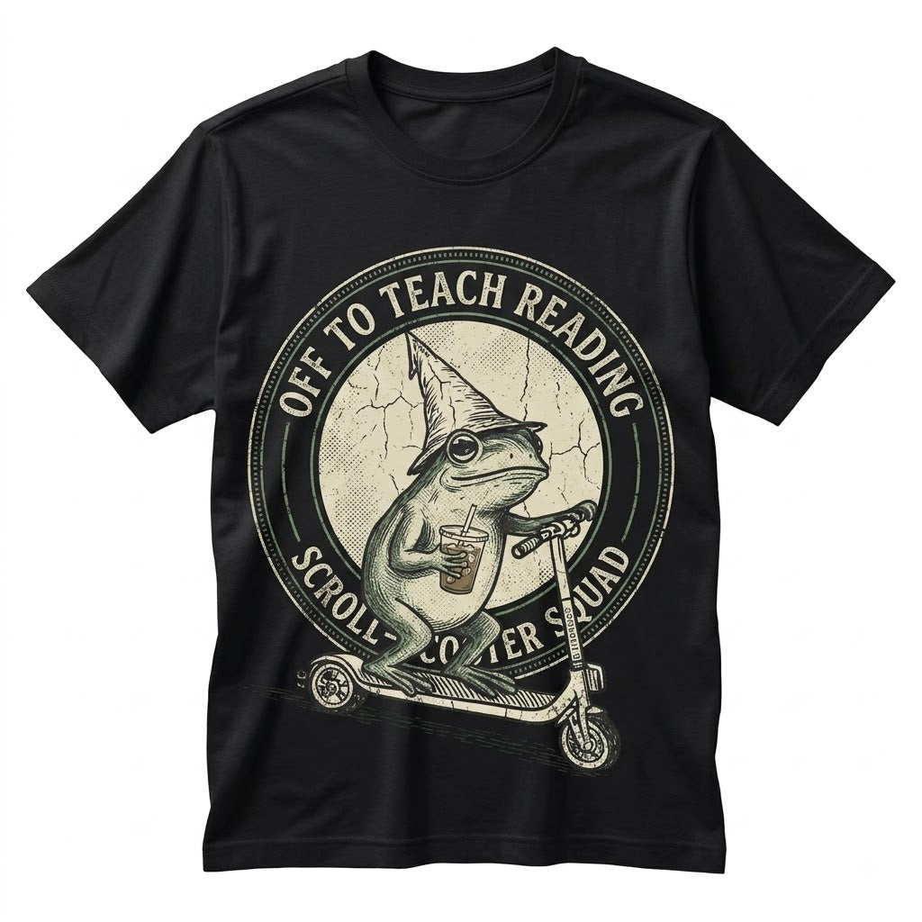 Reading English Literacy Specialist Educator Back To School Silly Nurse Frog Iced Coffee Gift Unisex TShirt