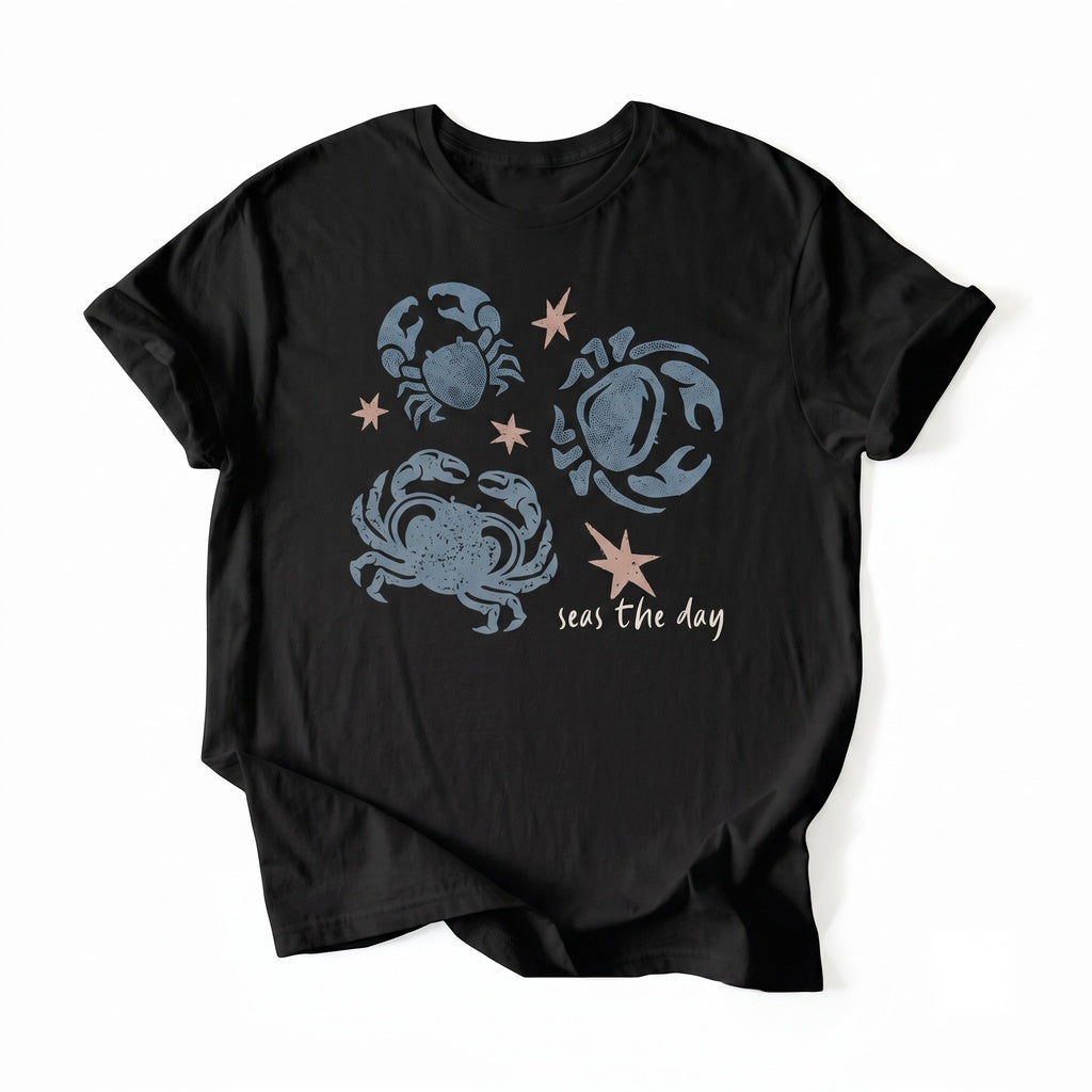 Funny Crab Seas The Day Novelty Beach Ocean Graphic Marine Apparel Unisex TShirt
