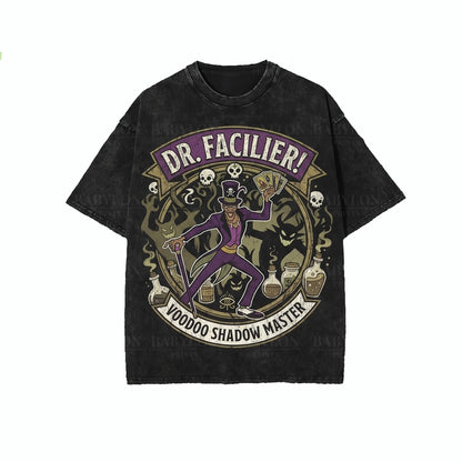 Oversized Dr Facilier Shadow Man Bayou Villain Graphic Cotton Top for Theme Park Vacation, Unisex TShirt