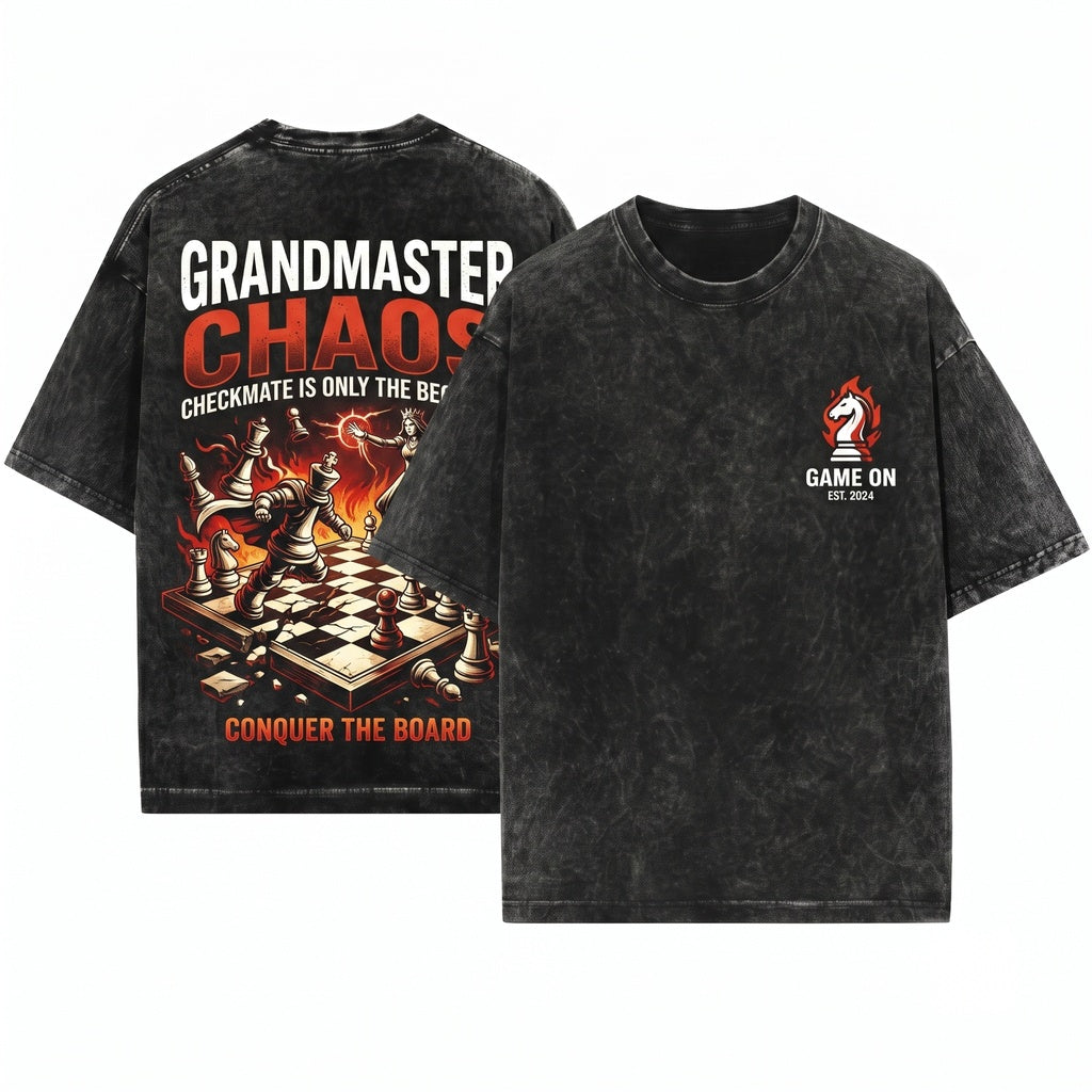 Game On Chess Pieces Funny Board Strategy Player Gamer Gift Graphic Apparel Unisex Wash T-Shirt