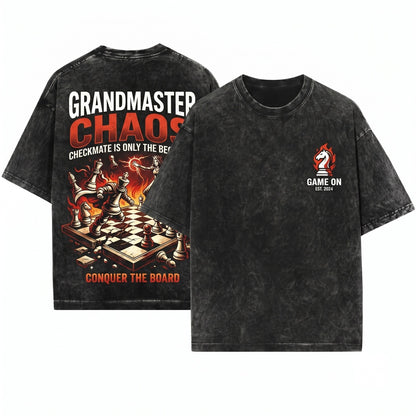 Game On Chess Pieces Funny Board Strategy Player Gamer Gift Graphic Apparel Unisex Wash T-Shirt