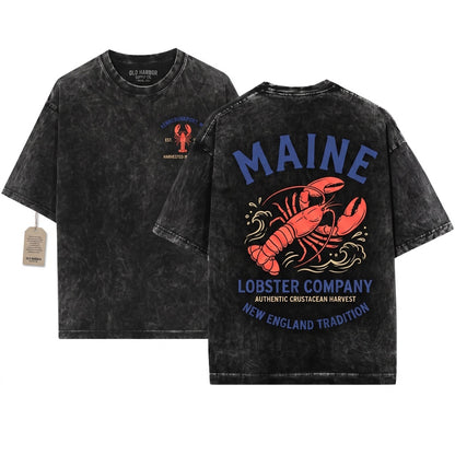 Maine New England Lobster Fisherman Aesthetic Beachy Gift for Travel Lover Unisex Wash T-Shirt