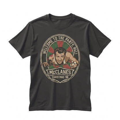 Retro 80s Action Hero Christmas Holiday Party Vintage Graphic Top Unisex TShirt