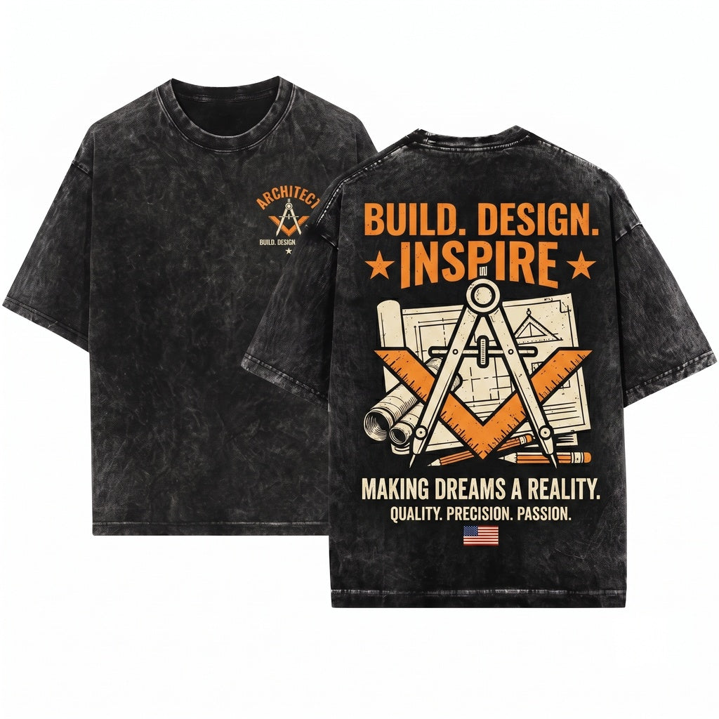 Trust Me Im An Architect Vintage Distressed Graphic Design Build Inspire Cotton Blend Gift Unisex Wash T-Shirt