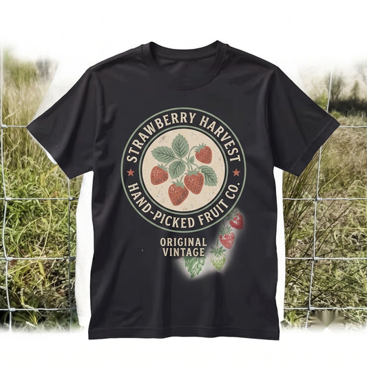 Vintage Strawberry Botanical Graphic Cottagecore Farmhouse Fruit Garden Nature Gift Unisex TShirt