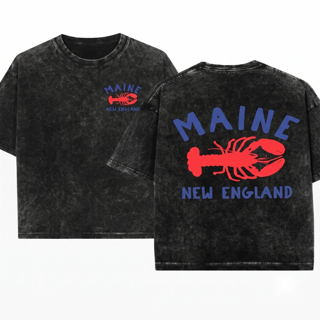 Maine New England Lobster Fisherman Aesthetic Beachy Gift for Travel Lover Unisex Wash T-Shirt