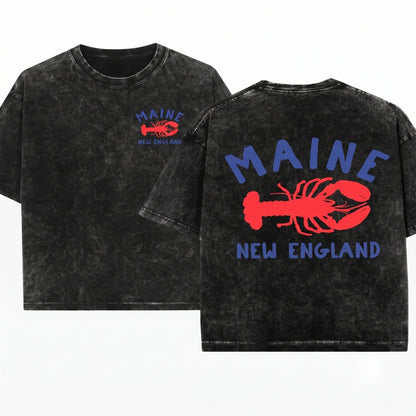 Maine New England Lobster Fisherman Aesthetic Beachy Gift for Travel Lover Unisex Wash T-Shirt